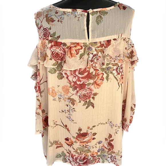 Roz & Ali Mock Wrap Tank Top 3X 3XL Keyhole Back Pink Peach Floral Feminine Plus - Picture 5 of 15